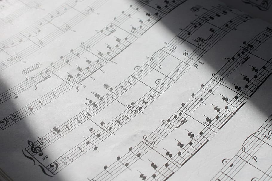 blanco, partitura, arriba, tabla, música clásica, notas, mozart, música, nota, acordes