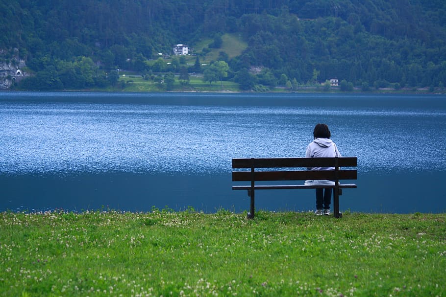 Lake, Ledro, Thinking, Italy, Calm, lake, ledro, quiet, nature, bench, water