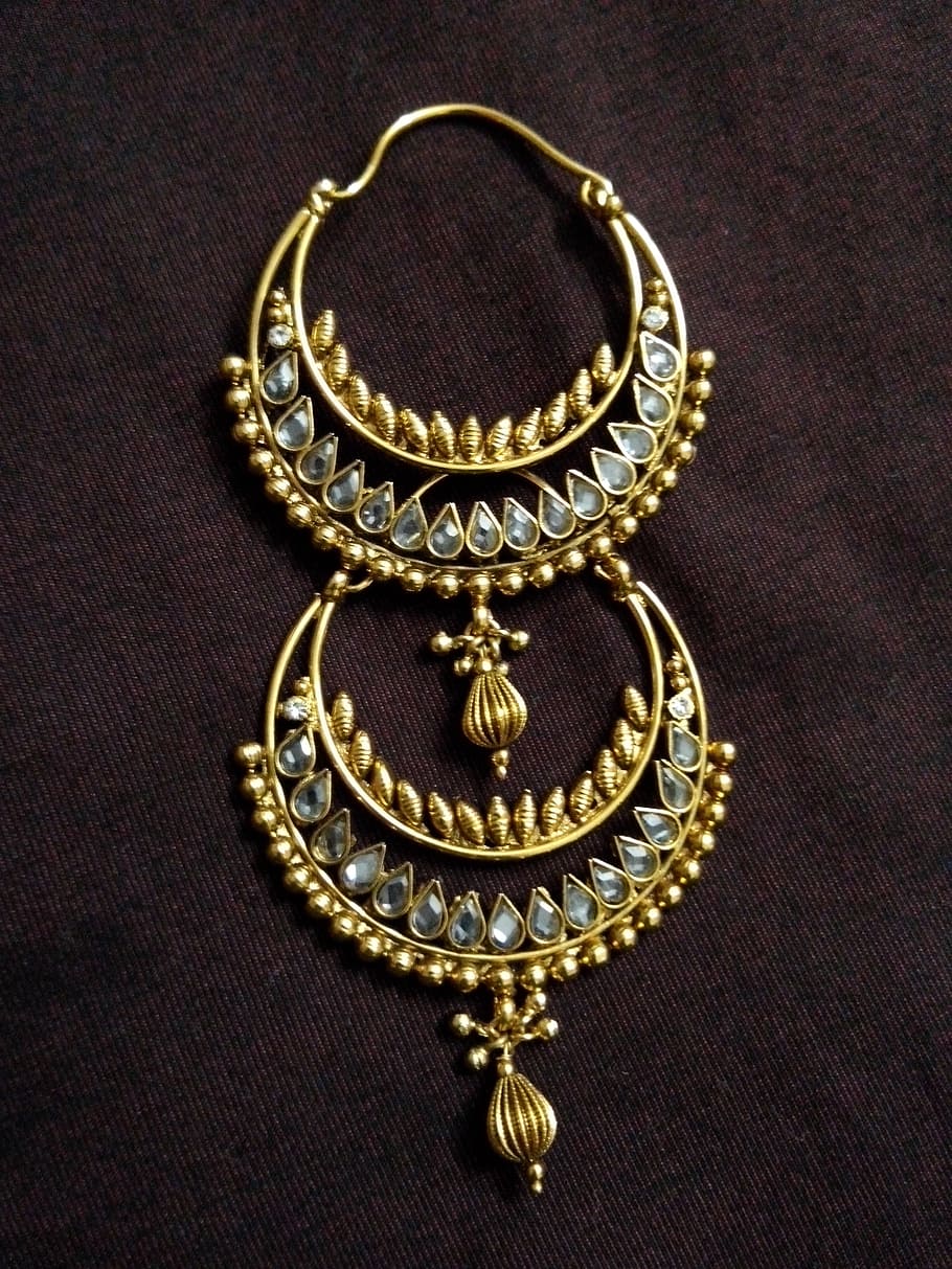 earrings, diamond, jewelery, jewel, ornament, gold, indian, silver, expensive, stone