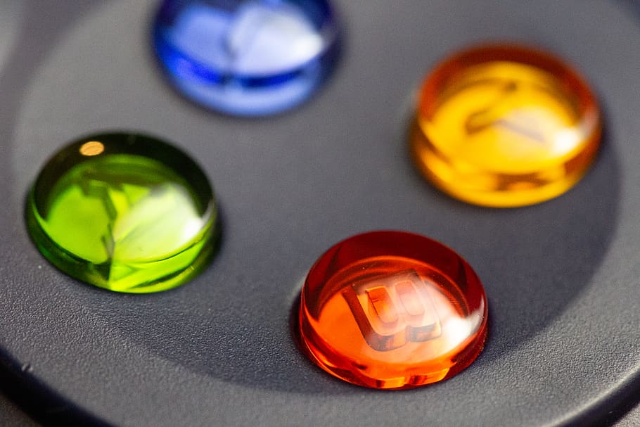 juego, controlador, botones, brillante, colorido, plástico, entretenimiento, rojo, amarillo, verde