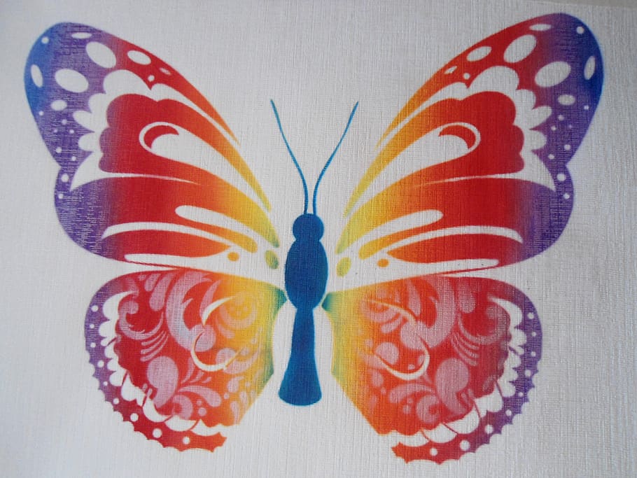 butterfly, colorful, color, nature, flower, butterflies, airbrush, art and craft, multi colored, creativity
