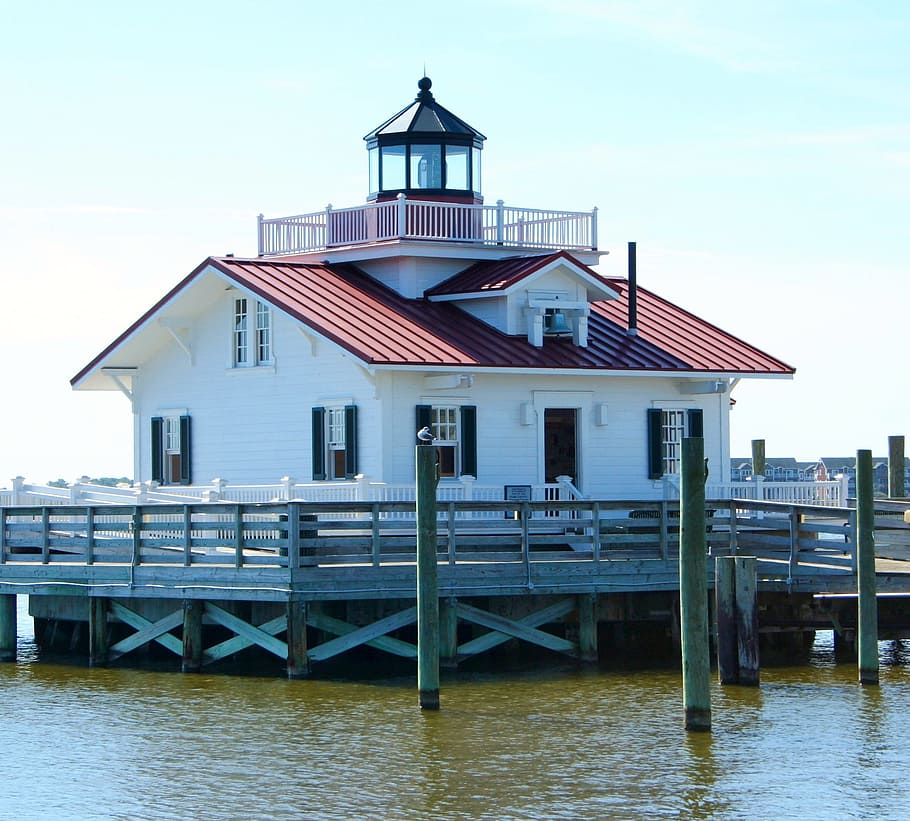 Lighthouse, Sound, Bay, North Carolina, historic, landmark, coast, ocean, water, sea