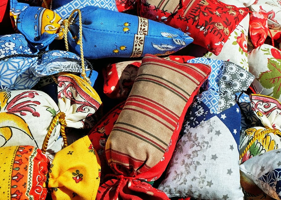 close, photography, assorted-color, throw, pillows, bag, scented sachet, colorful, canvas, cultures
