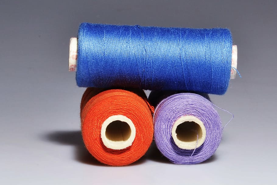 blue, orange, purple, threads, spools, yarn, thread, still life, colors, shadow