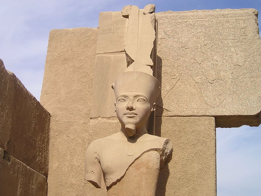 egypt, luxor, karnak, statue, pharaonic, head, bust, human representation, architecture, sculpture