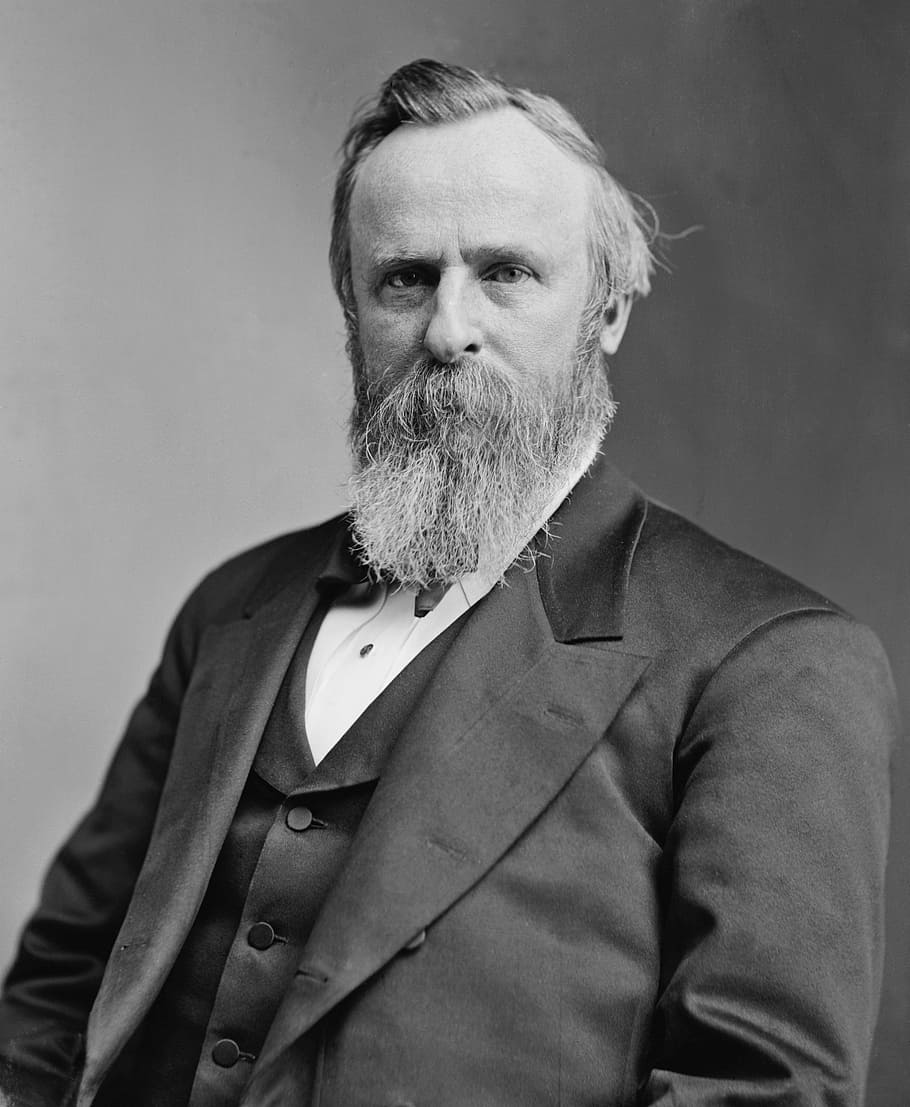 President, Usa, United States, rutherford birchard hayes, man, beard, bart, black and white, suit, one man only