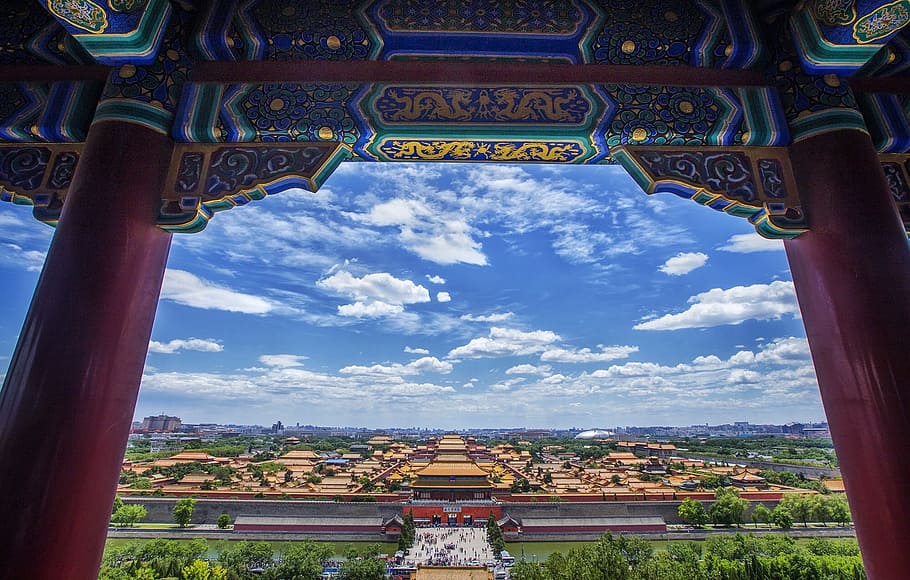 forbidden, city, view photography, white cloud, day, time, china, beijing, building, the scenery