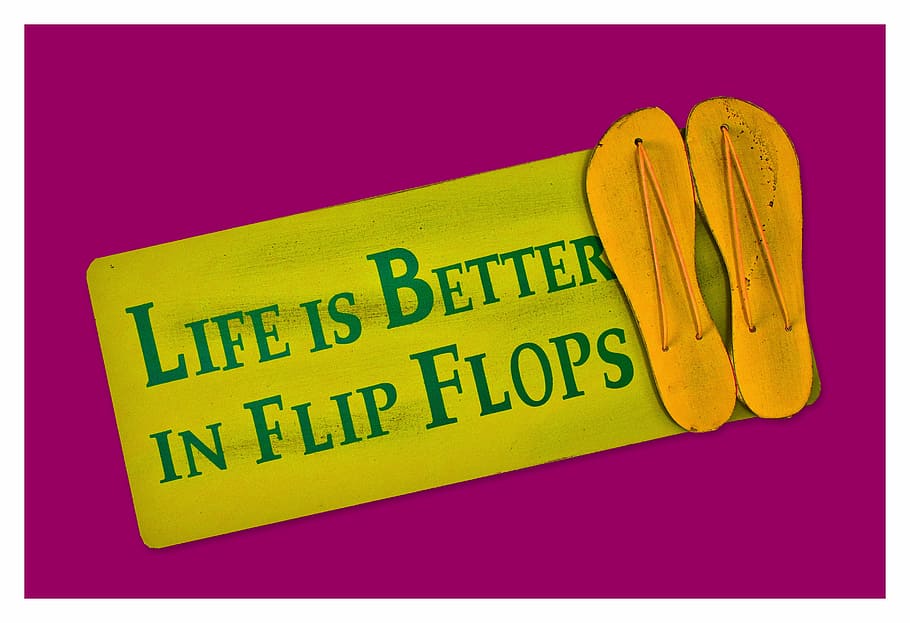 flip flops, shoes, shield, postcard, live, better, funny, greeting card, pleasure, happiness