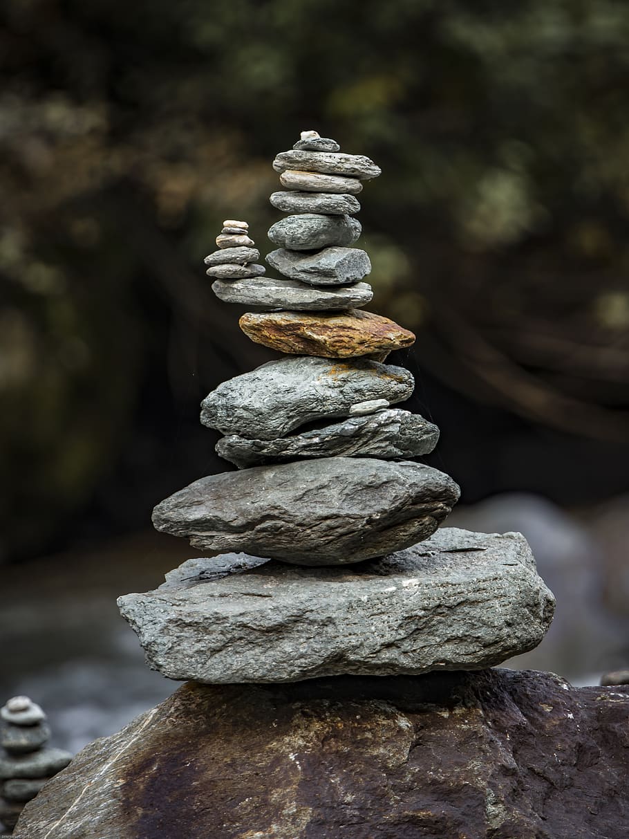 menara batu, keseimbangan, meditasi, batu, relaksasi, zen, beristirahat, menara, merenungkan, kesabaran