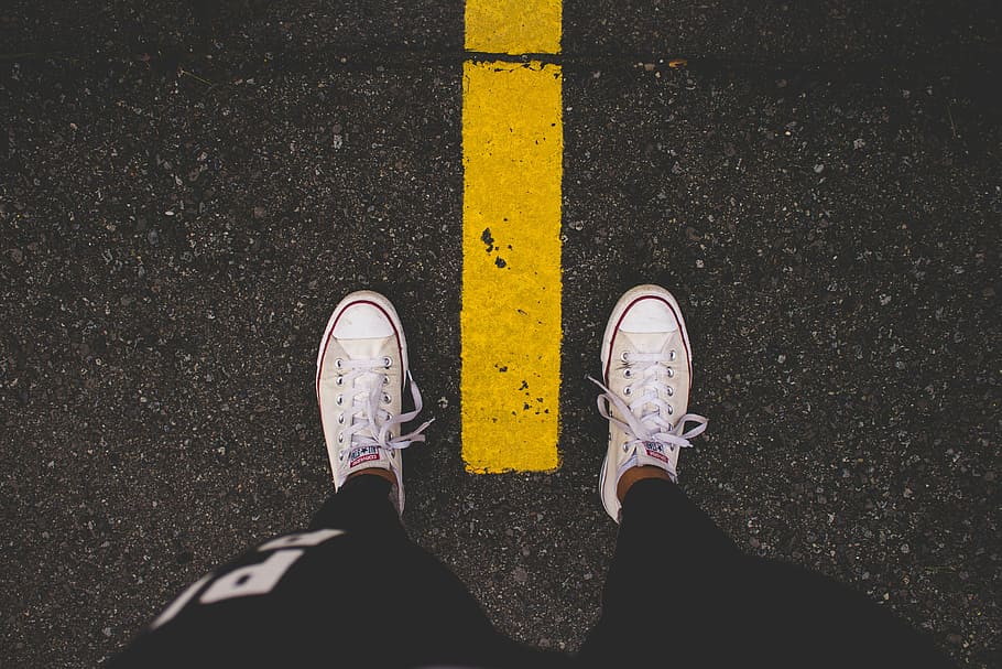man, wearing, white, converse, all-star, low-tops, foot, road, travel, adventure