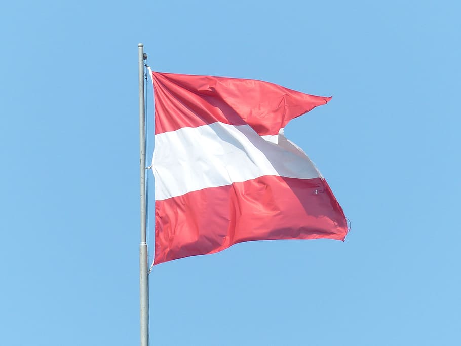 flag of austria, Flag, Austria, White, Blow, Flutter, red, wind, national flag, windy