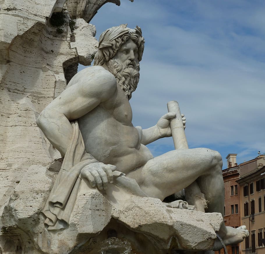 rome, piazza navona, 2016, rome piazzanavona, patung, seni dan kerajinan, representasi, representasi manusia, kreativitas, keserupaan pria