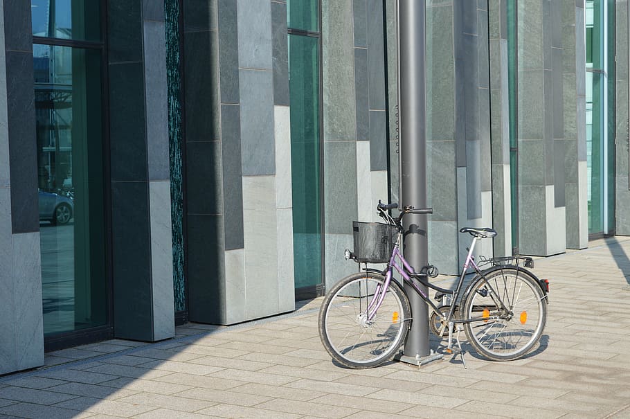 bicicleta, uni, estudiantes, leipzig, arquitectura, fachada, edificio, muro, idílico, transporte