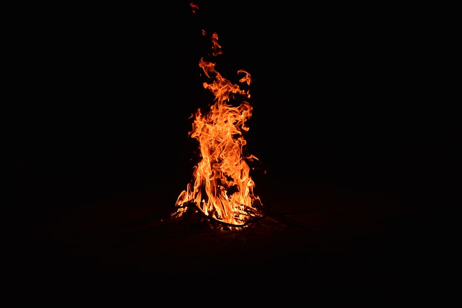 fire, campfire, bonfire, flame, camping, heat, hot, camp, night, wood