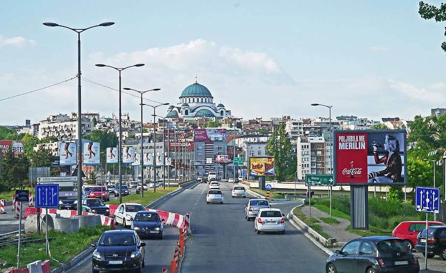 azul, foto da mesquita da cúpula, Belgrado, Incidente, Estrada, Capital, Dom, estrada incidente, hl, sava