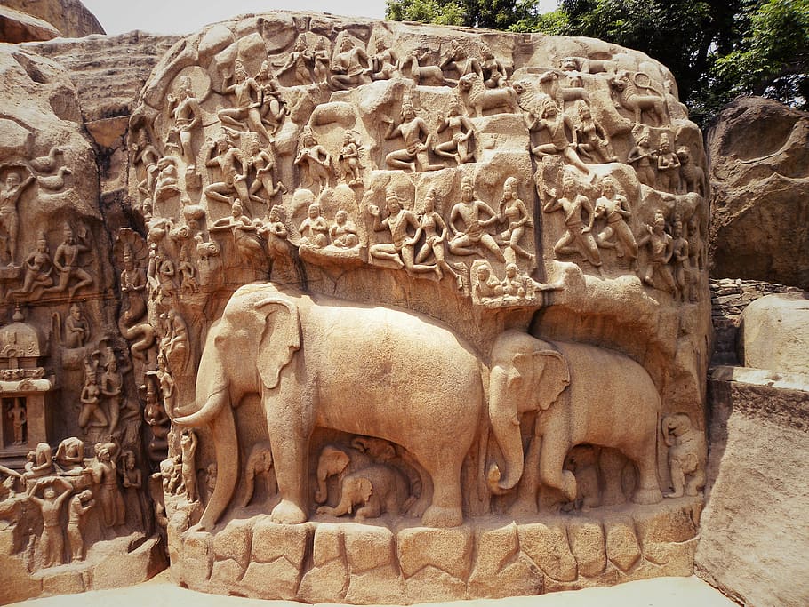 brown, elephant stone, carve, statue, art, rock, carving, elephant, sculpture, cyril