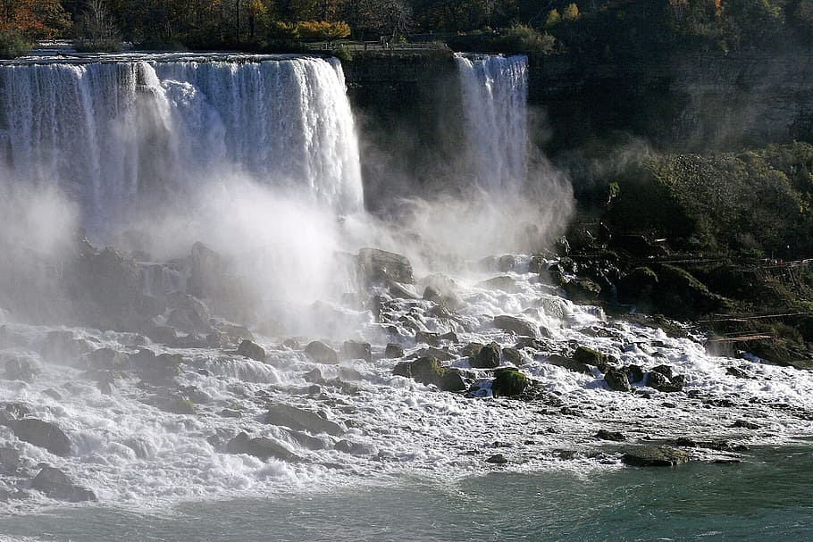 cascadas durante el día, cascadas, cataratas del Niágara, río, Canadá, niebla, flujo, Ontario, canadiense, natural