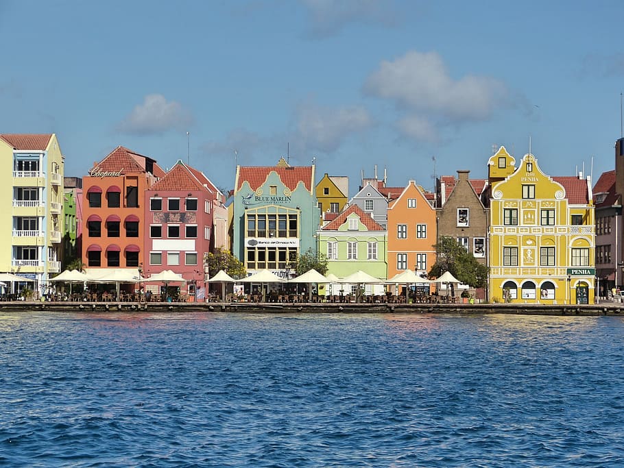caribbean, curacao, netherlands antilles, abc islands, willemstad, capital, structures, water, architecture, building exterior