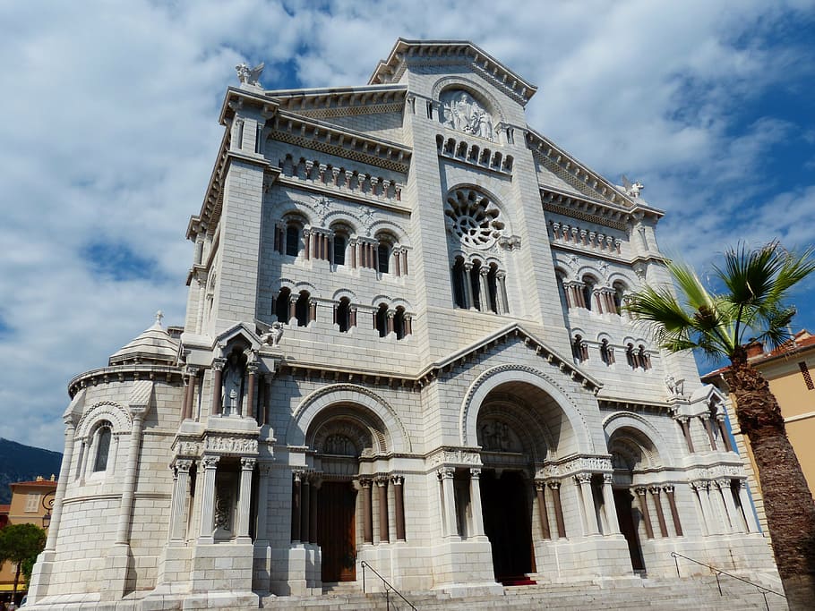 low, angle photography, gothic, structure, cathedral, notre dame immaculée, monaco, city, main church, principality of monaco
