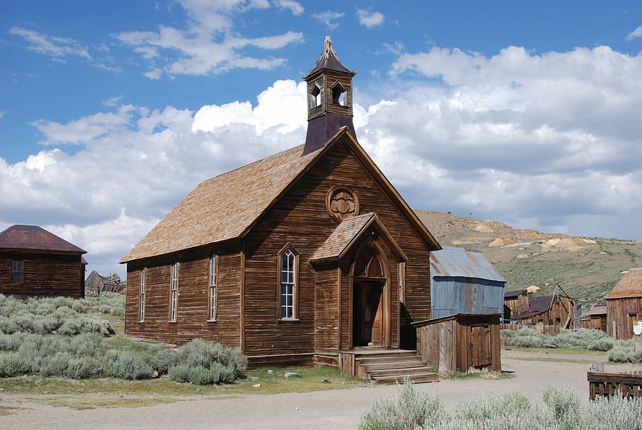 Bodie, California, Ghost Town, Old, bodie, california, village, western, wooden church, architecture, built structure