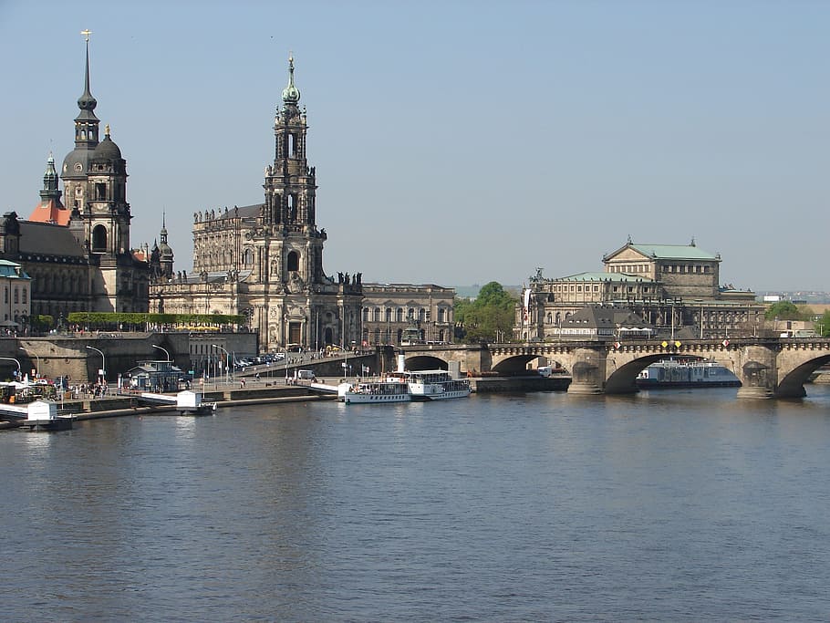 Dresden, City, Elbe, Steamer Dayung, kapal laut, sungai, air, tepi laut, arsitektur, eksterior bangunan