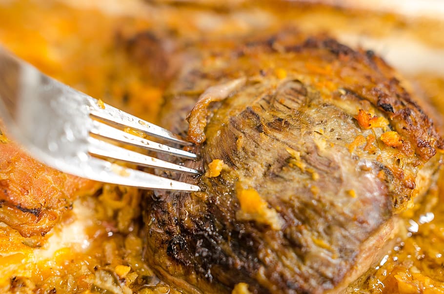 fork, taste, beacon, meat, food, background, restaurant, meal, fat, lunch