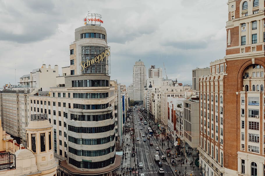 bangunan, Eropa, kota, tengara, Arsitektur, desain, Madrid, Spanyol, eksterior bangunan, struktur yang dibangun