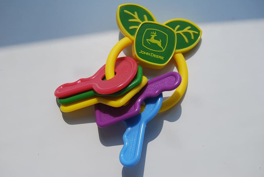 multicolored, john deere, key, toy, Toys, Keys, Color, teethers, baby products, multi colored