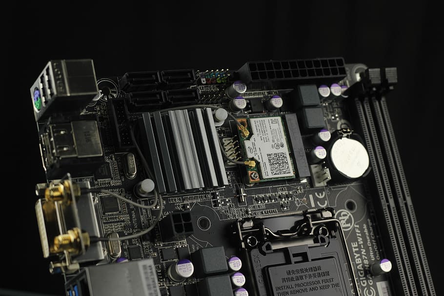 black motherboard, motherboard, computer, processor, technology, hardware, circuit, system, board, pc