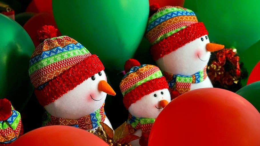 Christmas, Snowman, Rag Doll, Cute, gift, multi colored, close-up, variation, indoors, choice
