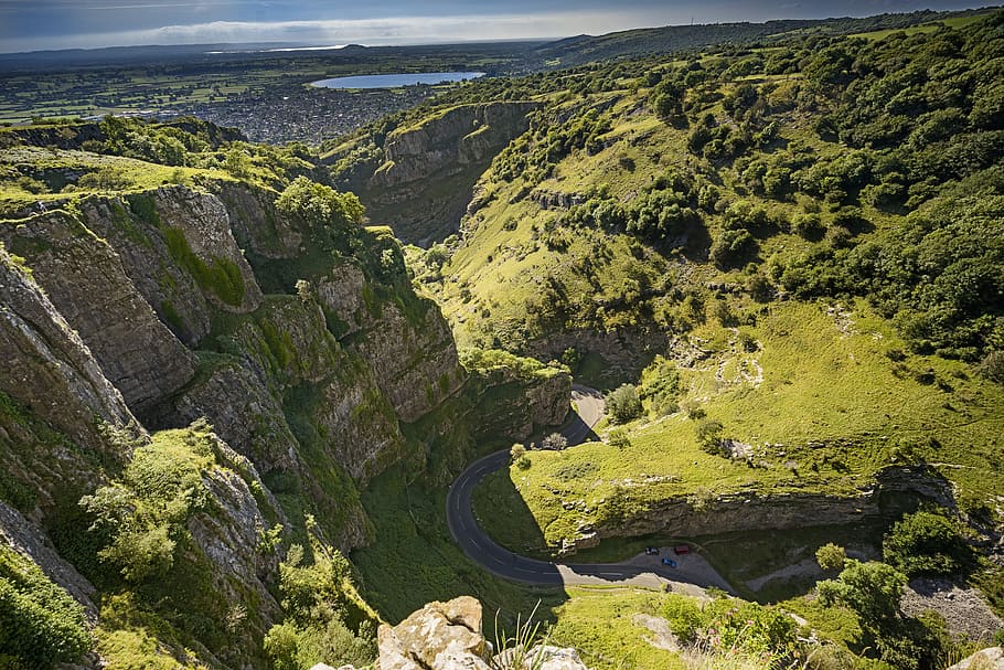cheddar gorge, natural valley, gorge, england, valley, cliffs, limestone, deep, beauty in nature, scenics - nature