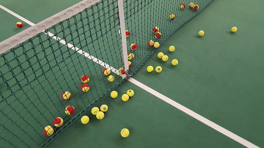 теннисные мячи, теннисный корт, Теннис, Сеть, Спорт, Мячи, пространство, Спорт с мячом, мяч, игра