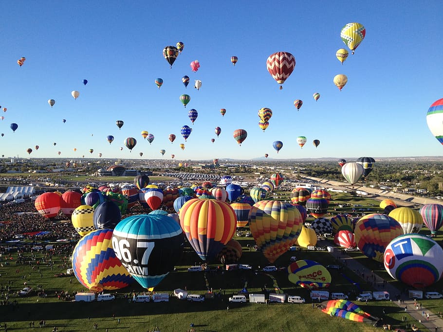 assorted, hot, air balloon lot, daytime, Ballon, Fiesta, Photo, Color, Fly, Ride