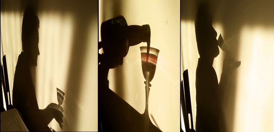 shadow, shadows, light, wine, drinking, wall, the triptych, close-up, indoors, sunlight