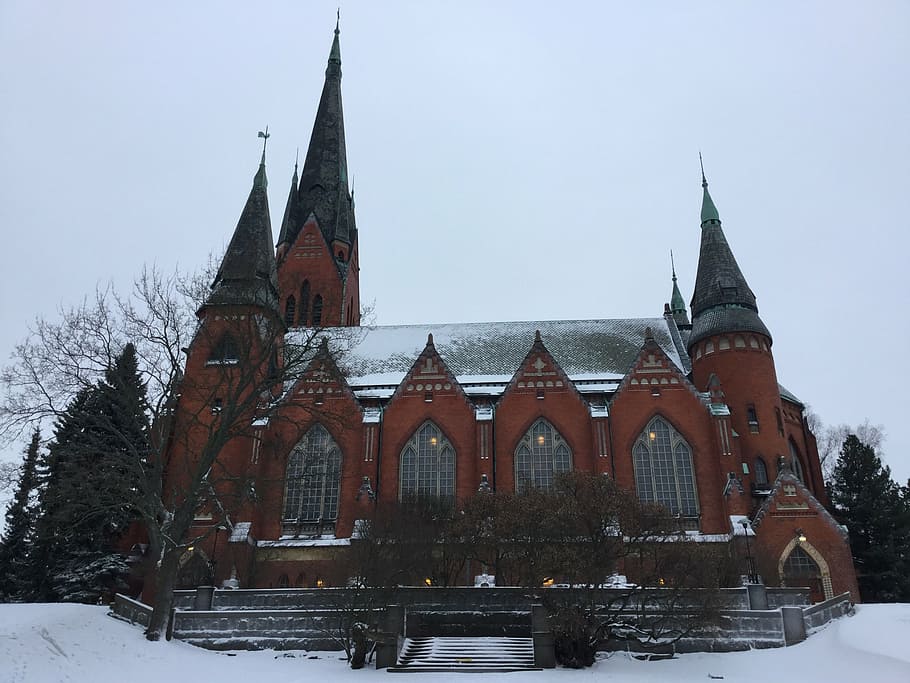 church, gothic, architecture, religion, cathedral, catholic, culture, winter, snow, cold temperature
