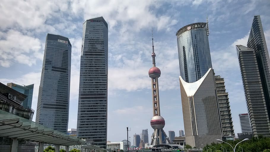 Shanghai, Cina, menara televisi mutiara oriental, bangunan, menara, asia, arsitektur, pudong, perjalanan, keuangan