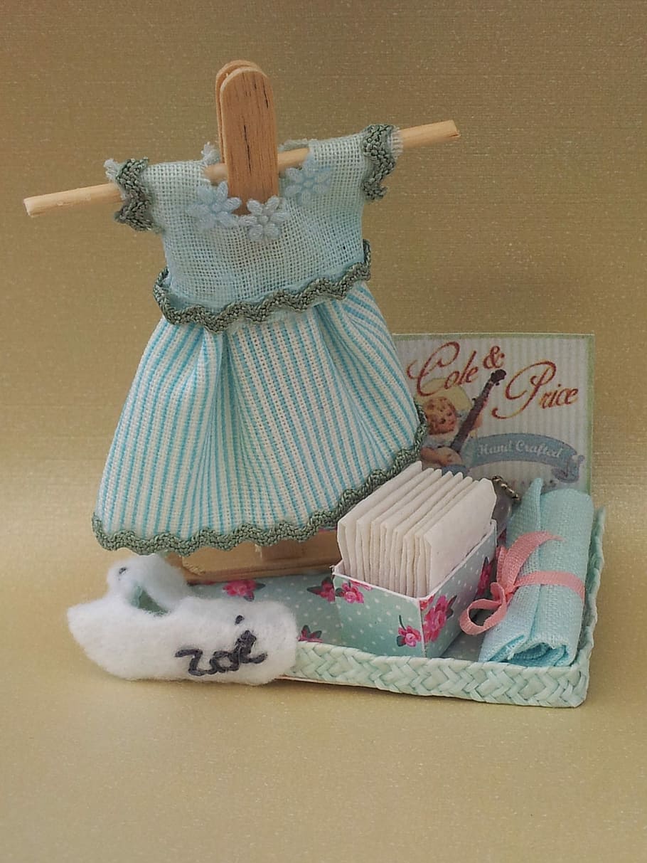Miniature, Zoé, Birth, baby, gift, baptism, baby girl, blue, indoors, close-up