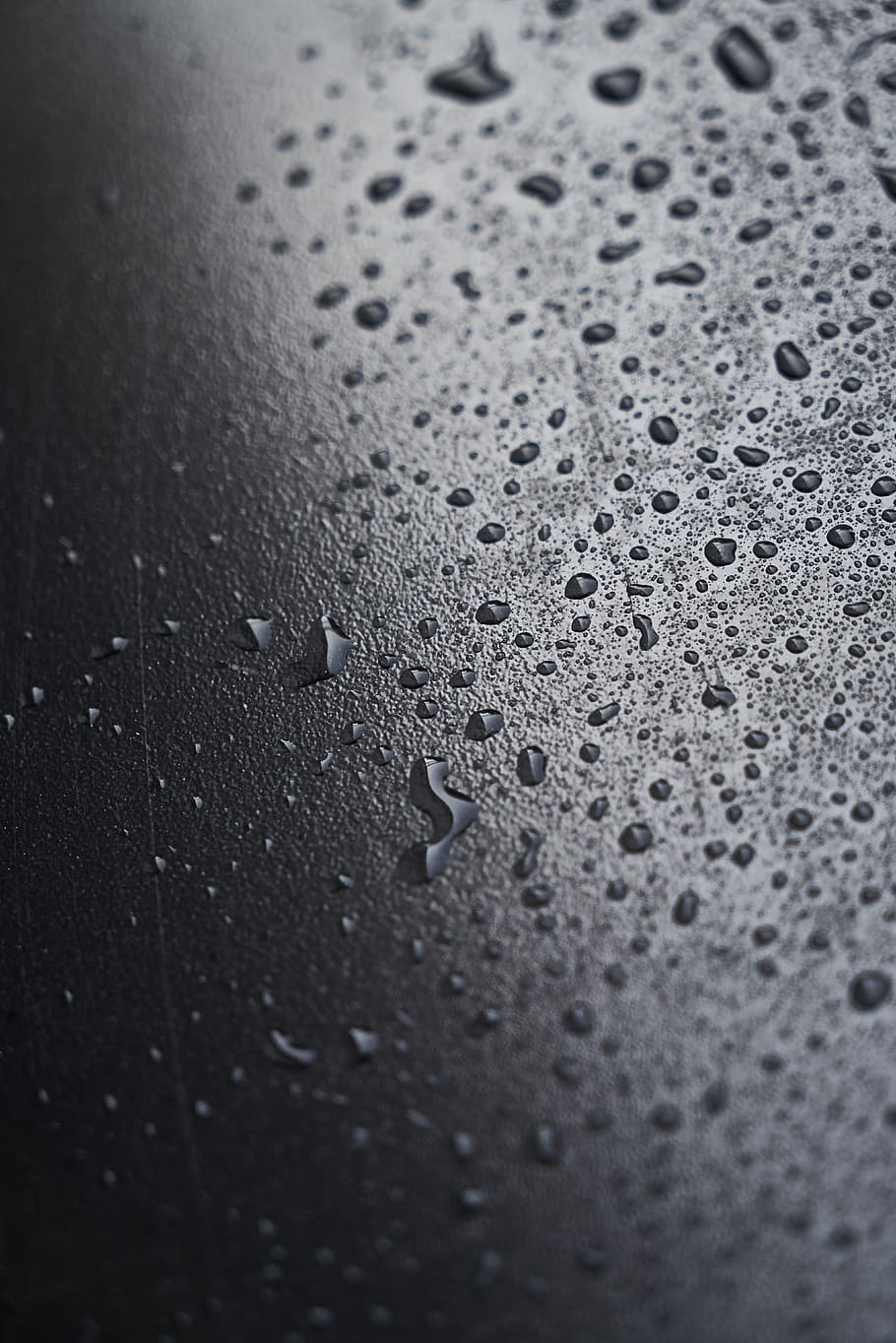 water droplets, abstract, drop, grey, smoked, black, wet, moist, surface, wallpaper