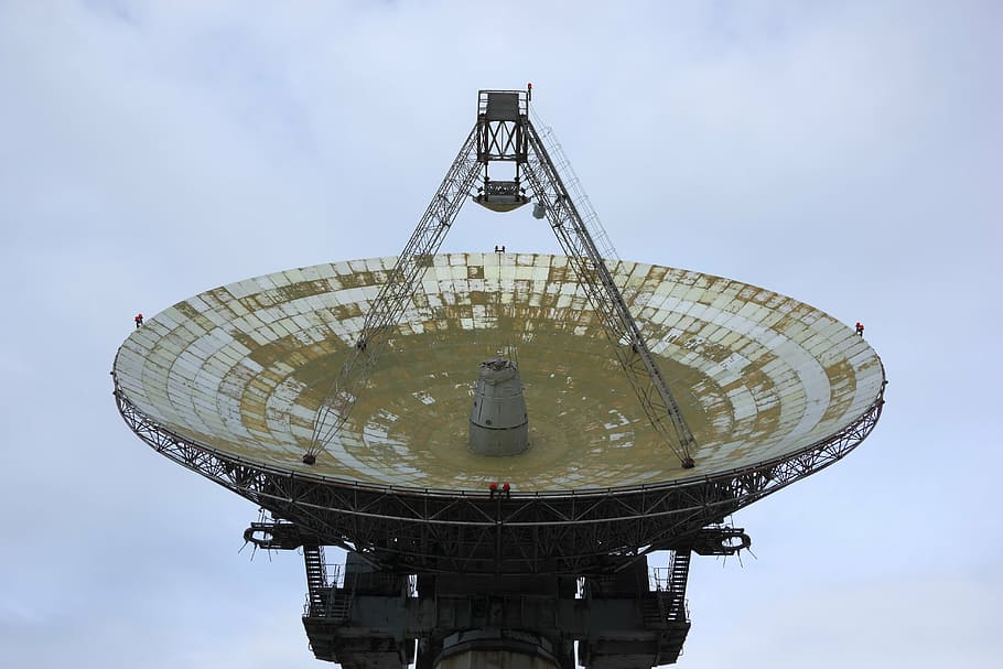 silver satellite dish, latvia, irbene, radio, telescope, dish, 32m, antenna, receiver, research