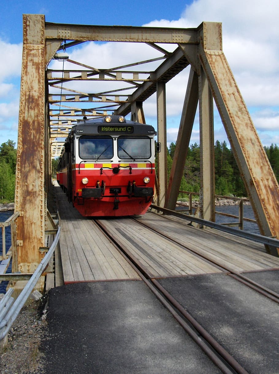 sweden, inland railway, railway bridge, train, transportation, mode of transportation, rail transportation, day, track, public transportation