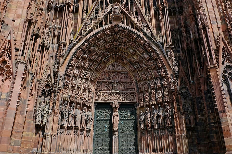 Cathedral, Church, Religion, Dom, cathedral, church, strasbourg, entrance door, ornaments, fashion, old town
