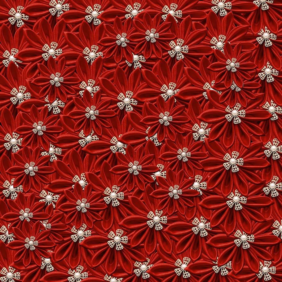 close-up, red, white, flower decor, pattern, texture, background, design, background colors, reason