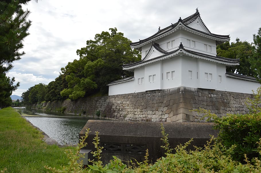 kyoto, castle, river, moat, japan, classic, tradition, zen, japanese, landscape