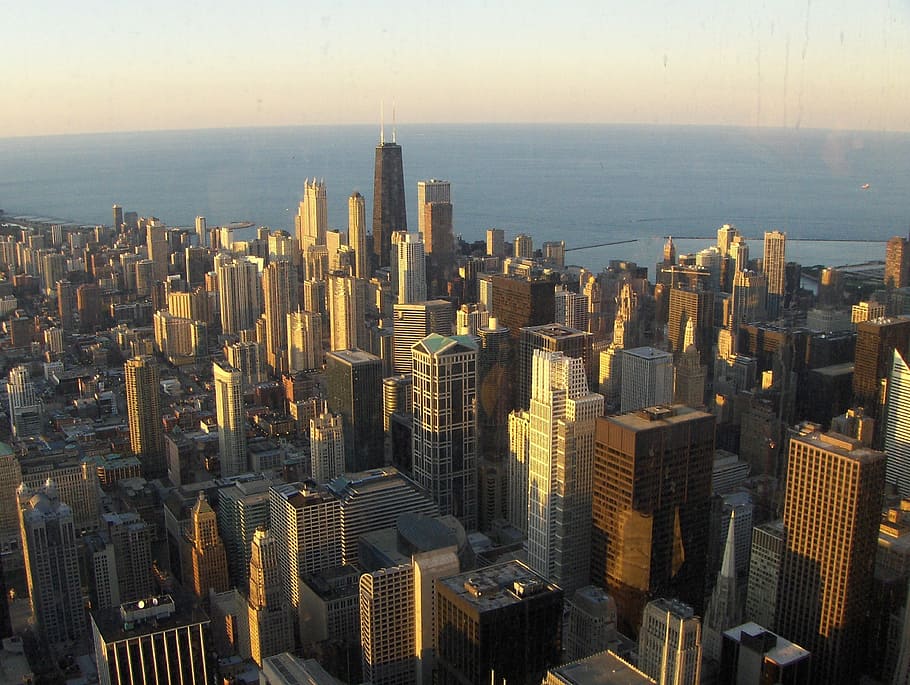 chicago, city, america, downtown, cityscape, lake michigan, sears tower, urban, illinois, skyscraper