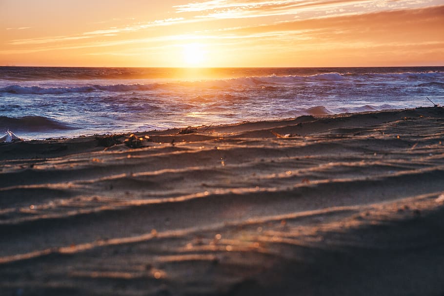 sea, ocean, water, waves, nature, beach, shore, sunset, sunrise, sunlight