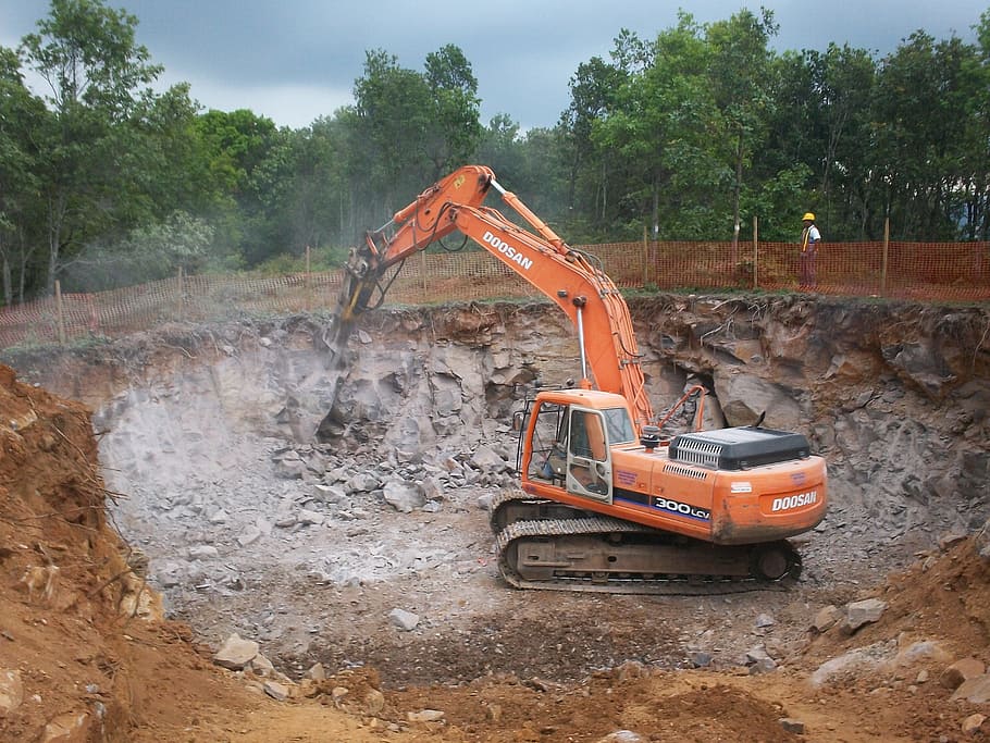 Escavação, Buraco, Construção, Fundação, Cavando um buraco, Engenharia, Trabalhadores, Processo, Construir, Indústria