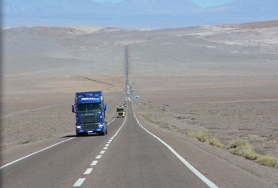 chile, atacama, desierto, camino, seco, transporte, carretera, modo de transporte, vehículo terrestre, camión