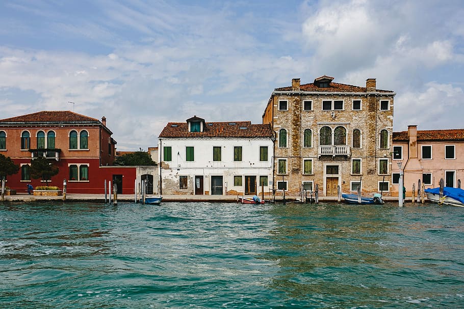 hermosa, colorido, isla de murano, Murano, isla, Italia, agua, vacaciones, arquitectura, edificios