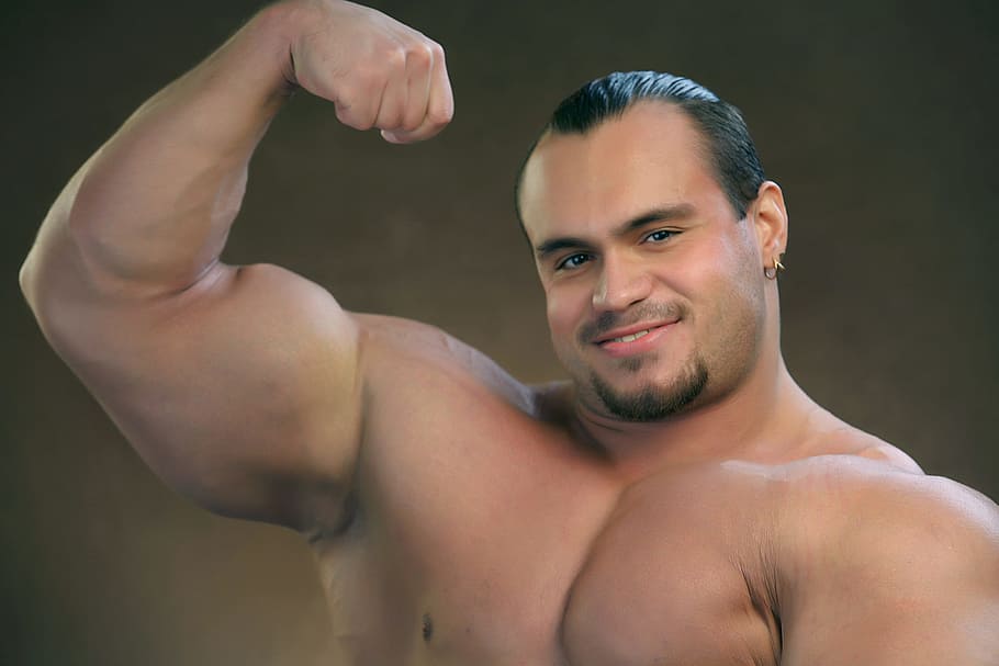 men's black hair, Fitness, Body-Builder, Biceps, Brawn, thews, muscles, power, hand, male