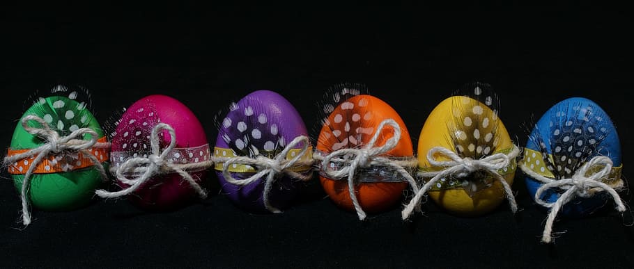 six, multicolored, egg trinket, easter, egg, colorful eggs, easter eggs, colorful, happy easter, colored